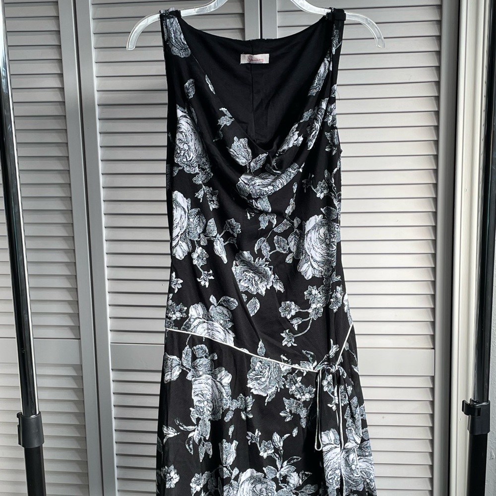 Speechless Black and White Rose Midi Dress